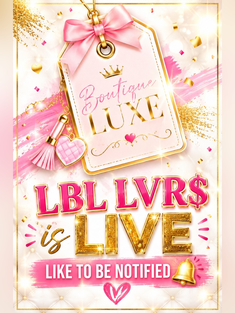 Pink & Gold Party Banner - LBL LVR$ Live Notification